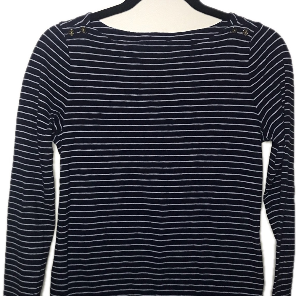 J. Crew L/S Painter Tee Sz M navy and white stripe